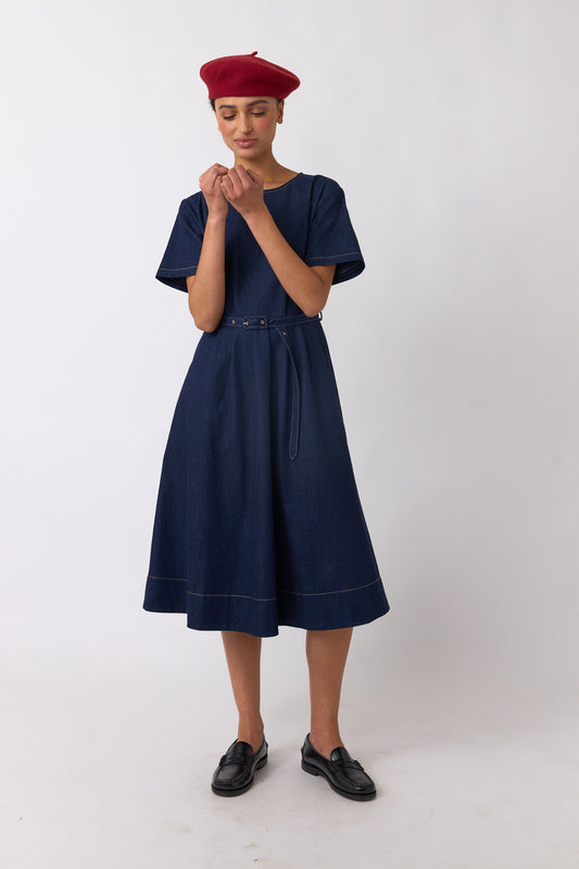 Denim Sculpt Dress | Indigo