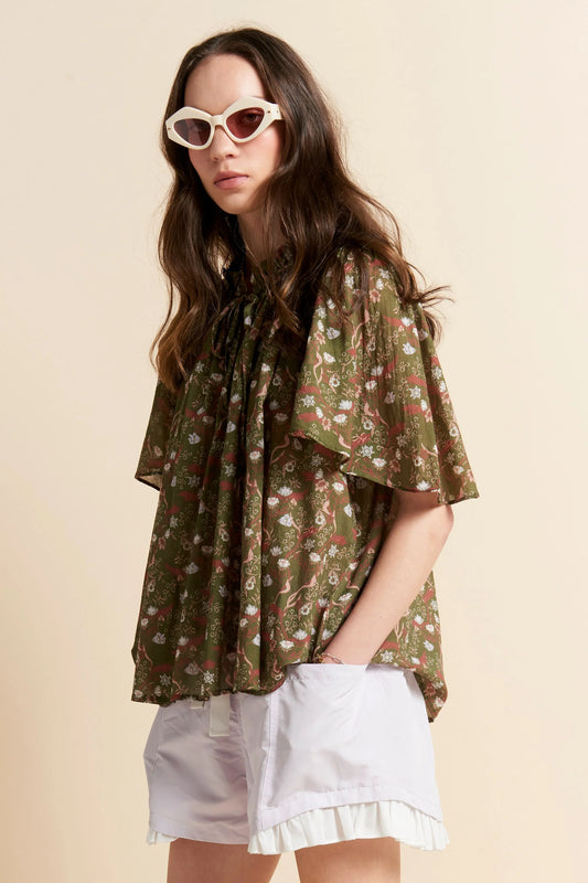 Agnes Blouse | Olive Multi