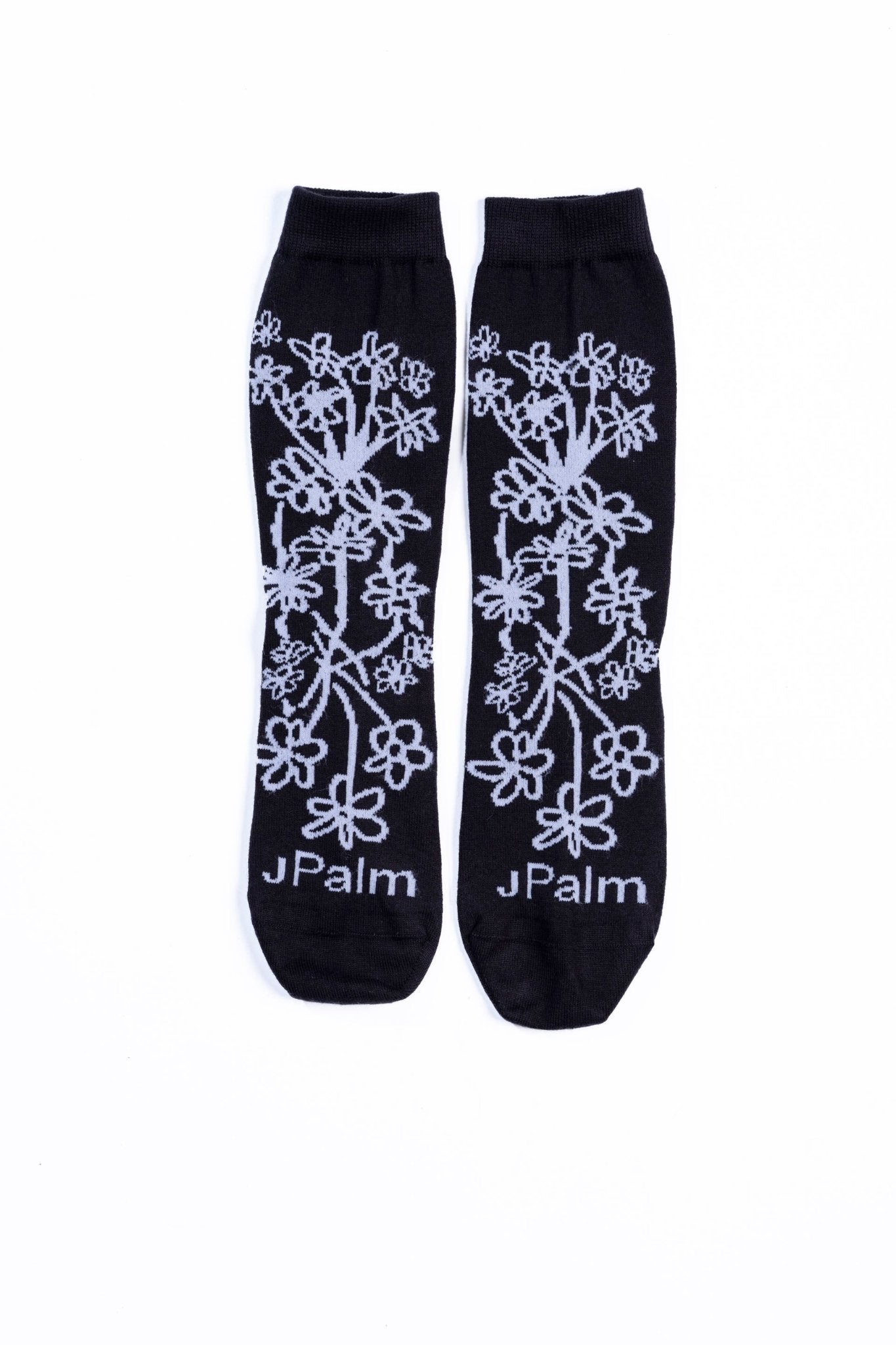 JPALM | Floral Crew Sock | Black/White | Palm Boutique