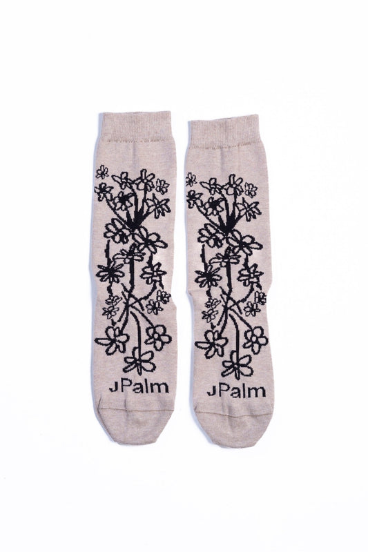 JPALM | Floral Crew Sock | Fawn/Black | Palm Boutique