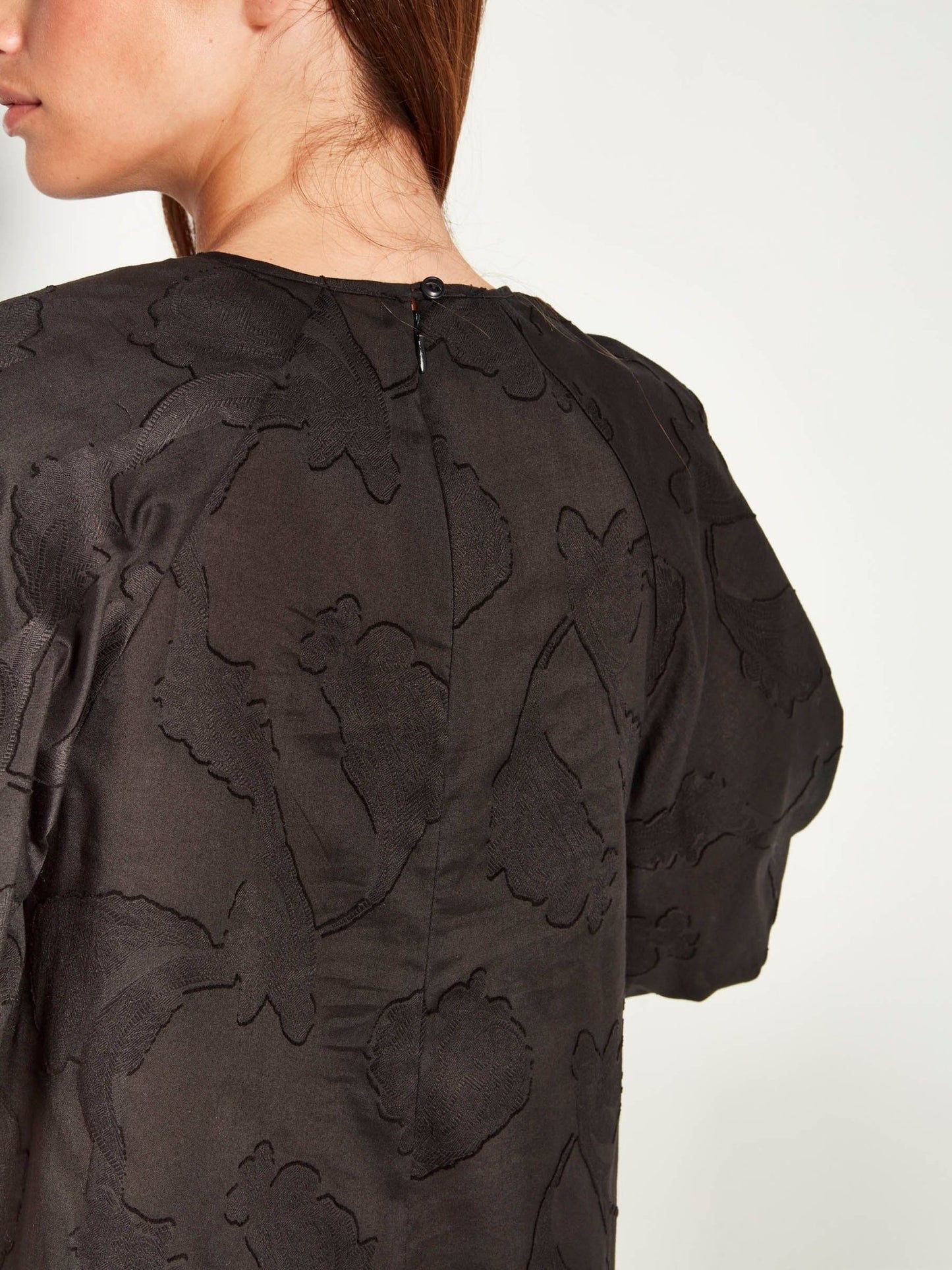 Juliette Hogan | Emmy Dress (Floral Cotton Jacquard) | Black | Palm Boutique