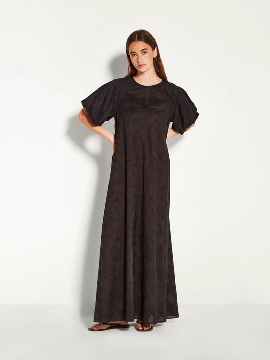 Juliette Hogan | Emmy Dress (Floral Cotton Jacquard) | Black | Palm Boutique