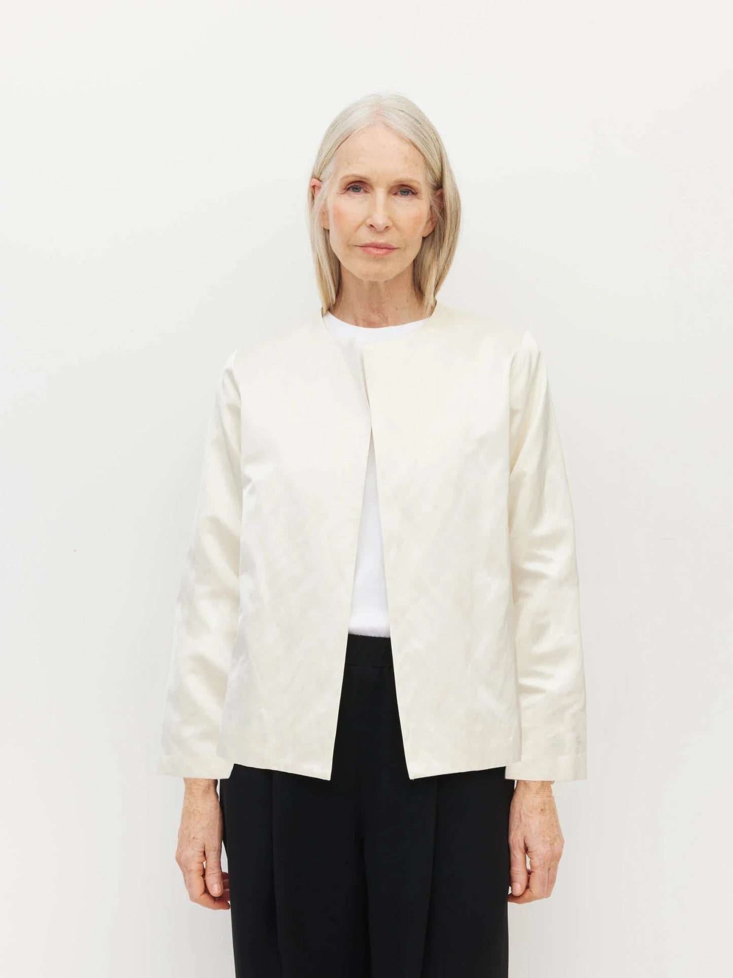Juliette Hogan | Swing Jacket (Sculptural Satin) | Antique Pearl | Palm Boutique