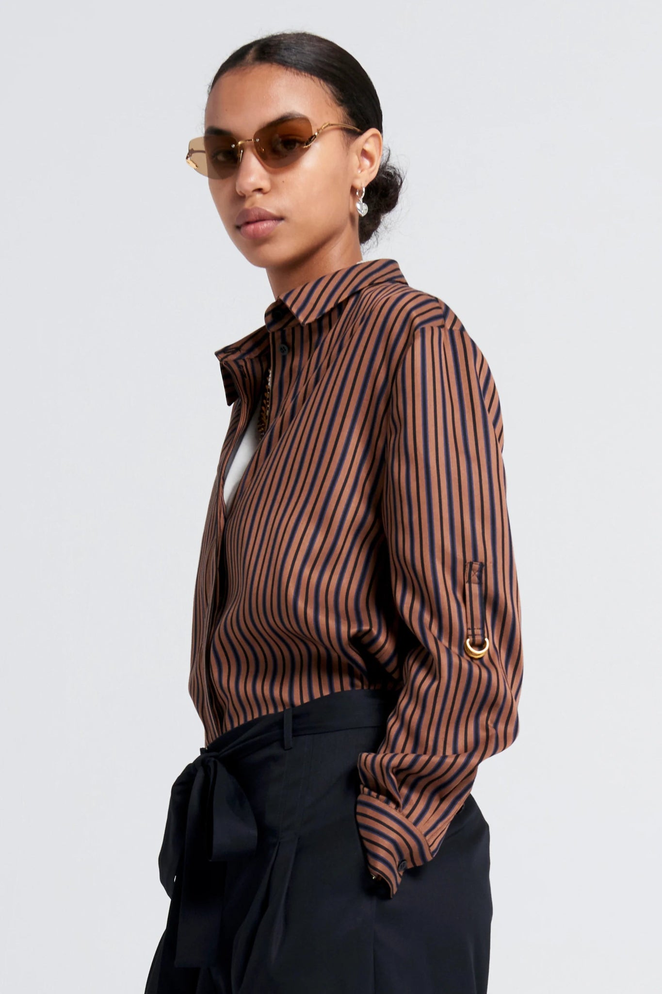 Karen Walker | Avenue Shirt | Brown Multi Stripe | Palm Boutique
