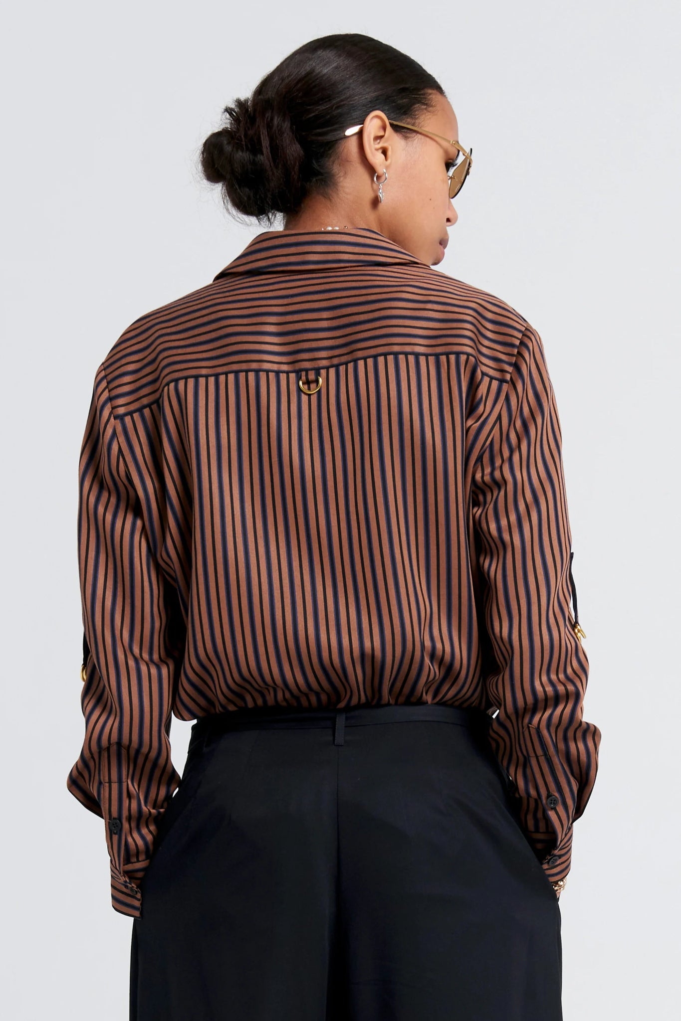 Karen Walker | Avenue Shirt | Brown Multi Stripe | Palm Boutique