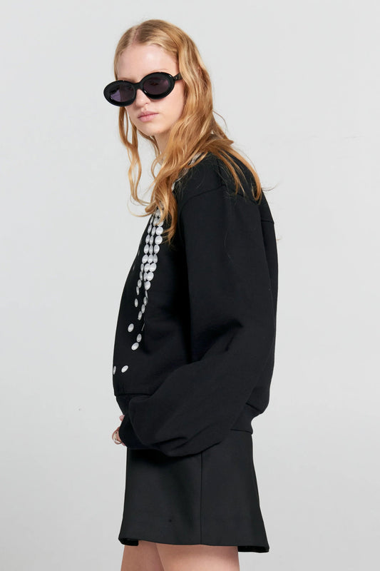 Karen Walker | Broken Pearls Crewneck Sweatshirt | Black | Palm Boutique