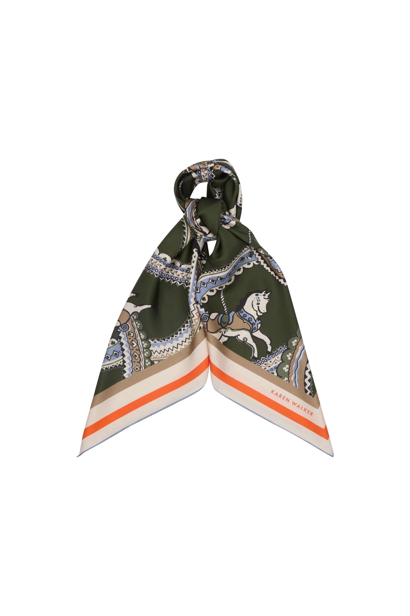 Karen Walker | Carousel Classic Silk Scarf | Olive Multi | Palm Boutique