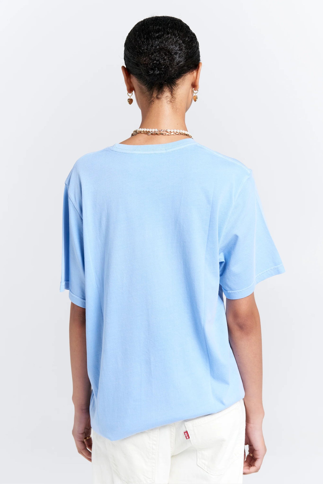 Karen Walker | Embroidered Runaway Girl Classic T-Shirt | Blue | Palm Boutique