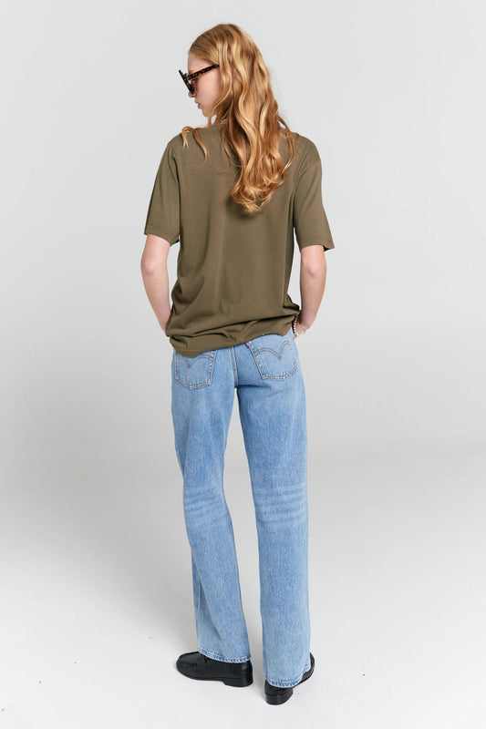 Karen Walker | Embroidered Runaway Girl Classic T-Shirt | Hunter Green | Palm Boutique