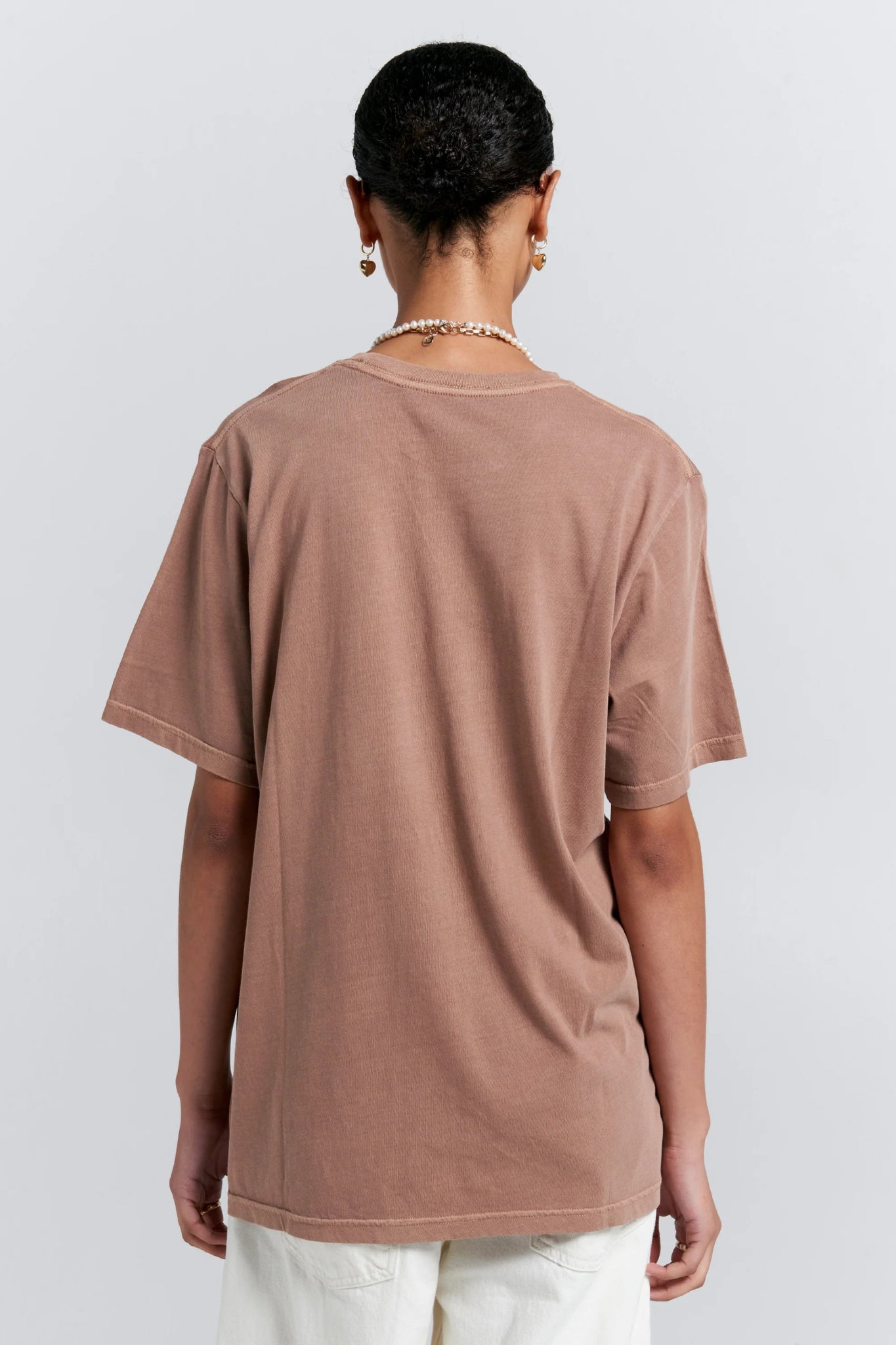 Karen Walker | Embroidered Runaway Girl Classic T-Shirt | Taupe | Palm Boutique