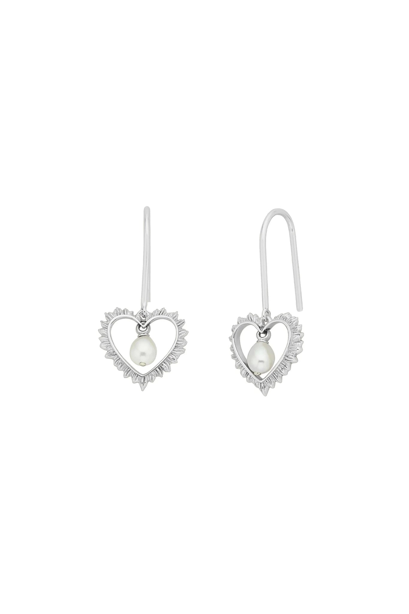 Karen Walker | Flaming Heart Pearl Drop Earrings | Stirling Silver | Palm Boutique