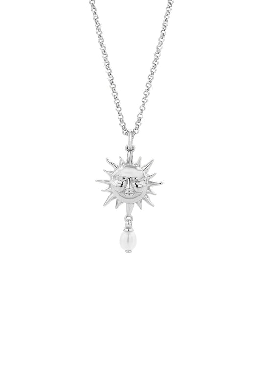 Karen Walker Jewellery | Sun Necklace with 1 x 5mm Teardrop Freshwater Pearl | Silver | Palm Boutique