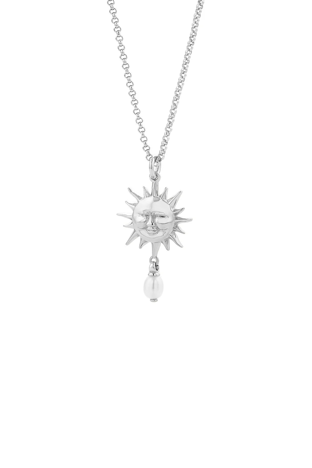 Karen Walker Jewellery | Sun Necklace with 1 x 5mm Teardrop Freshwater Pearl | Silver | Palm Boutique