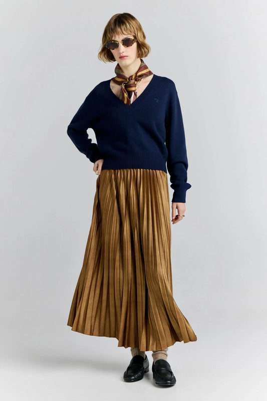 Karen Walker | Metallic Sunray Pleated Skirt | Antique Gold | Palm Boutique