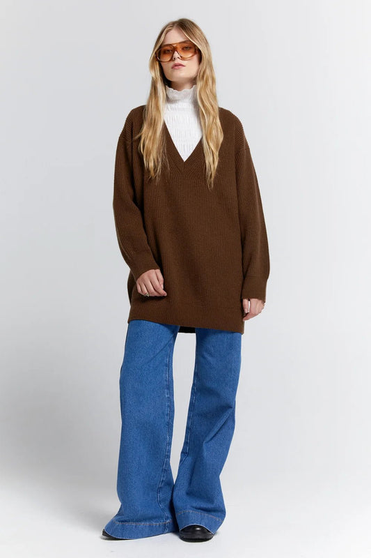 Karen Walker | Naomi Oversized Cashmere Sweater | Dark Brown | Palm Boutique