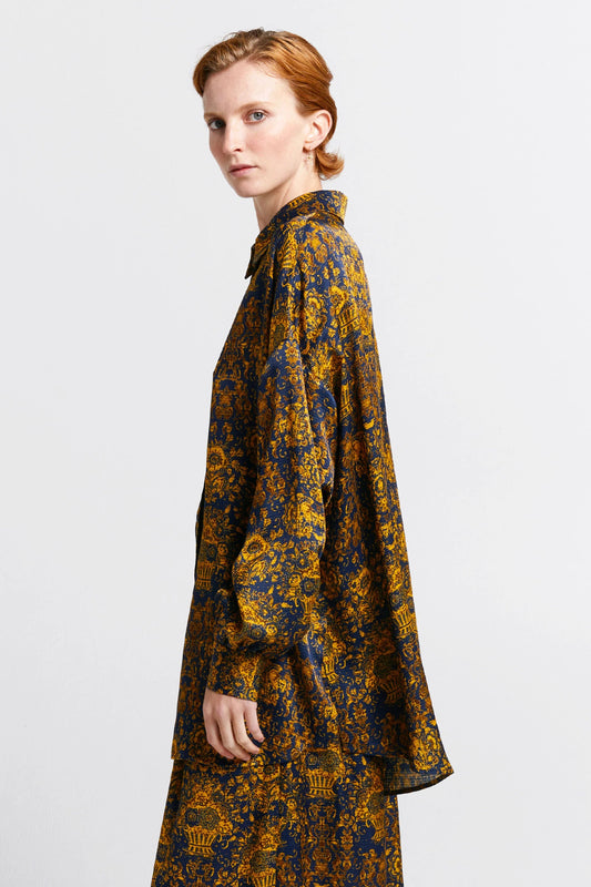 Karen Walker | Oversized Walker Shirt | Navy/Antique Gold | Palm Boutique