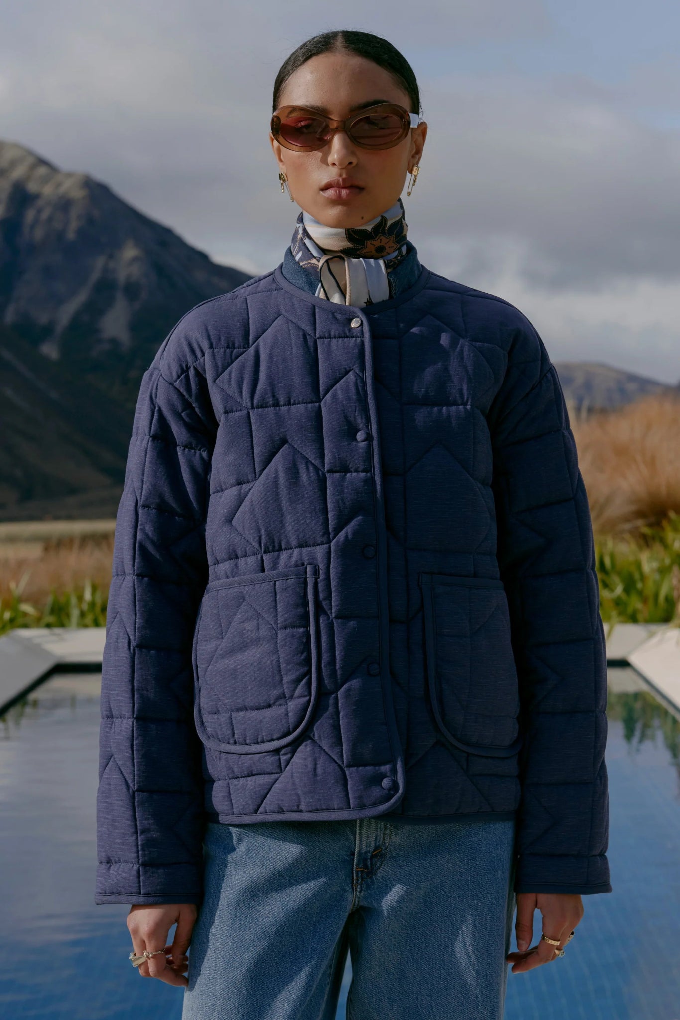 Karen Walker | Quilted Drift Jacket | Navy | Palm Boutique