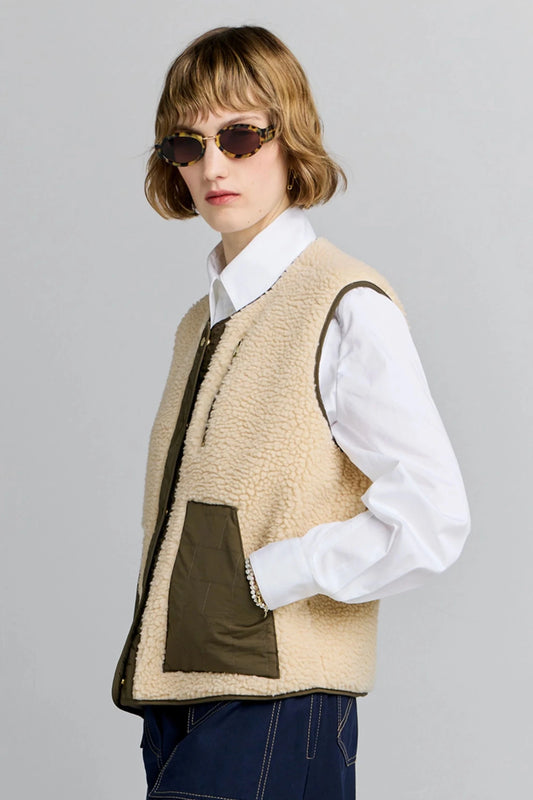 Karen Walker | Rider Vest | Natural /Olive | Palm Boutique