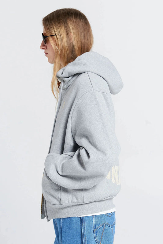 Karen Walker | Rocking Horse Cropped Oversize Hoodie | Grey Marle/Ecru | Palm Boutique