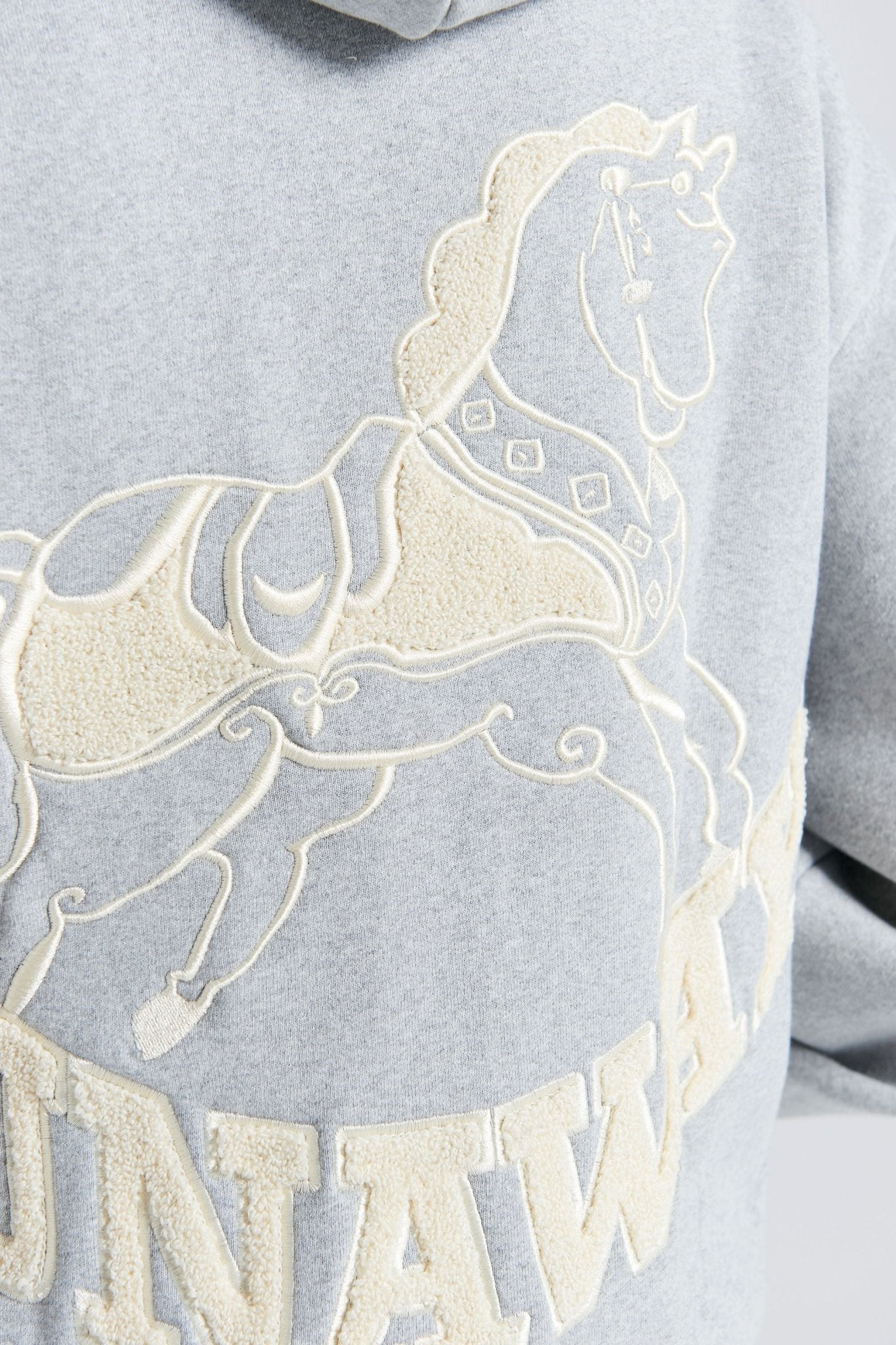 Karen Walker | Rocking Horse Cropped Oversize Hoodie | Grey Marle/Ecru | Palm Boutique