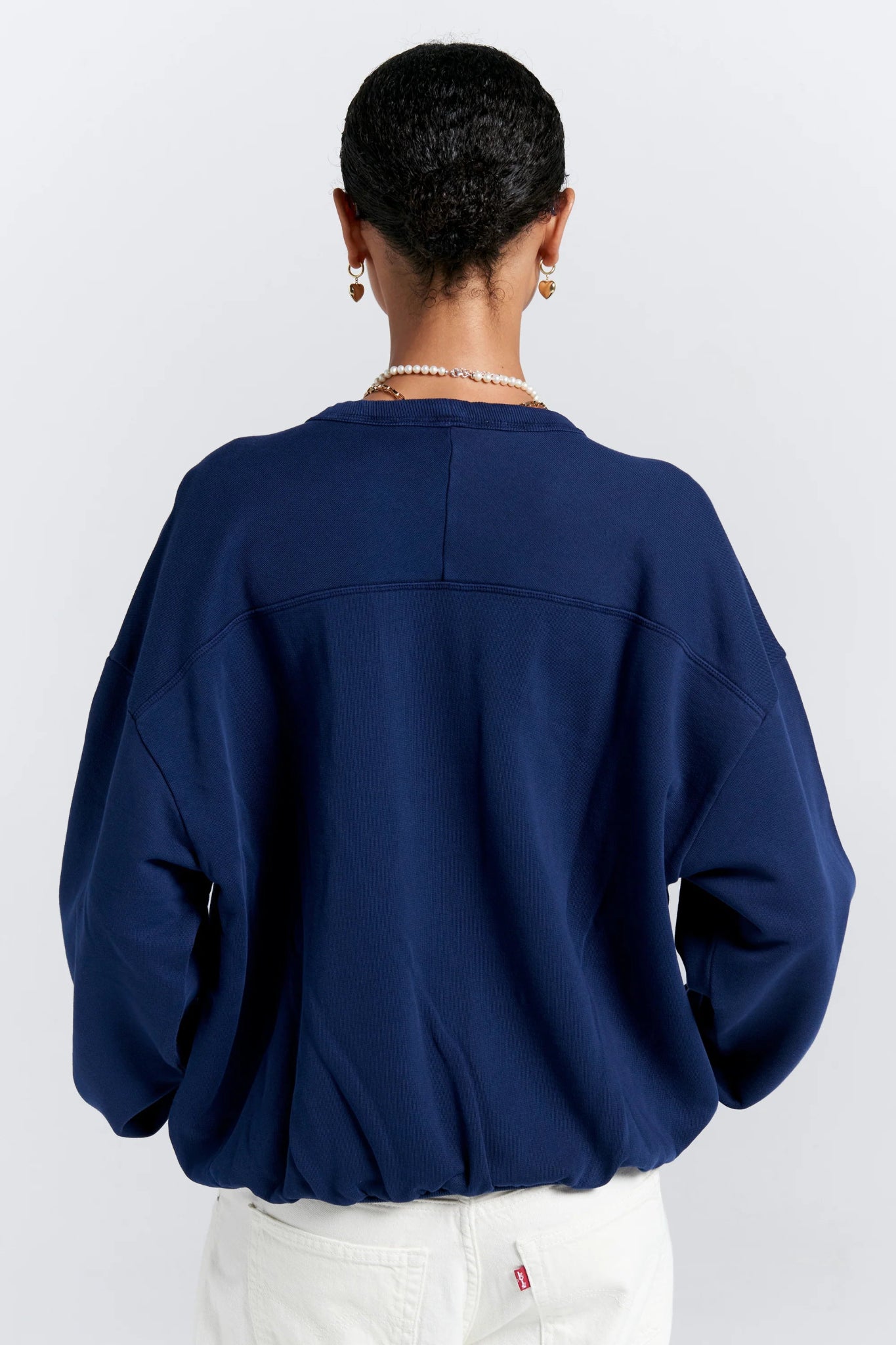 Karen Walker | Runaway College Cotton Crewneck Sweatshirt | Navy | Palm Boutique