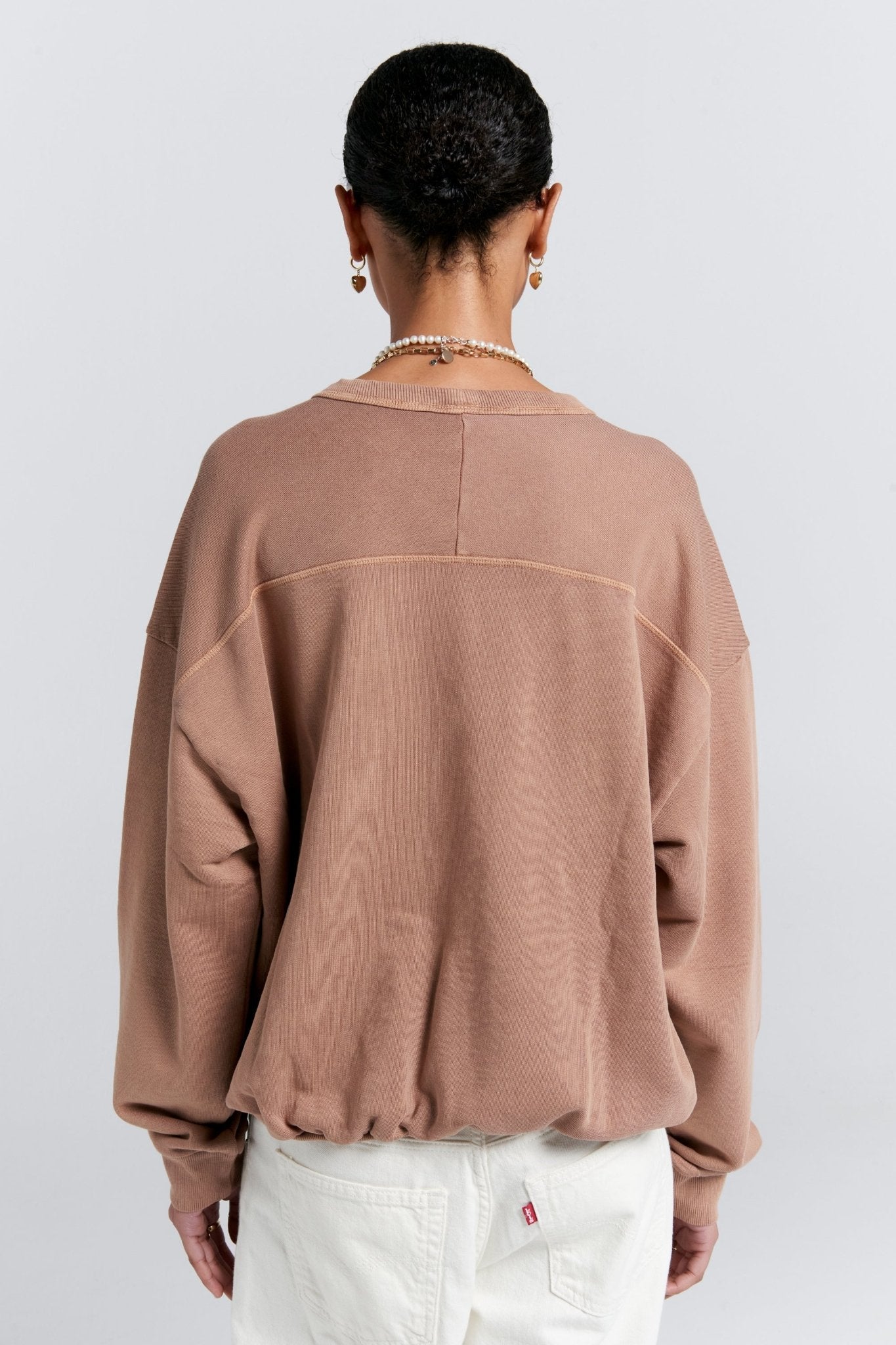 Karen Walker | Runaway College Cotton Crewneck Sweatshirt | Taupe | Palm Boutique