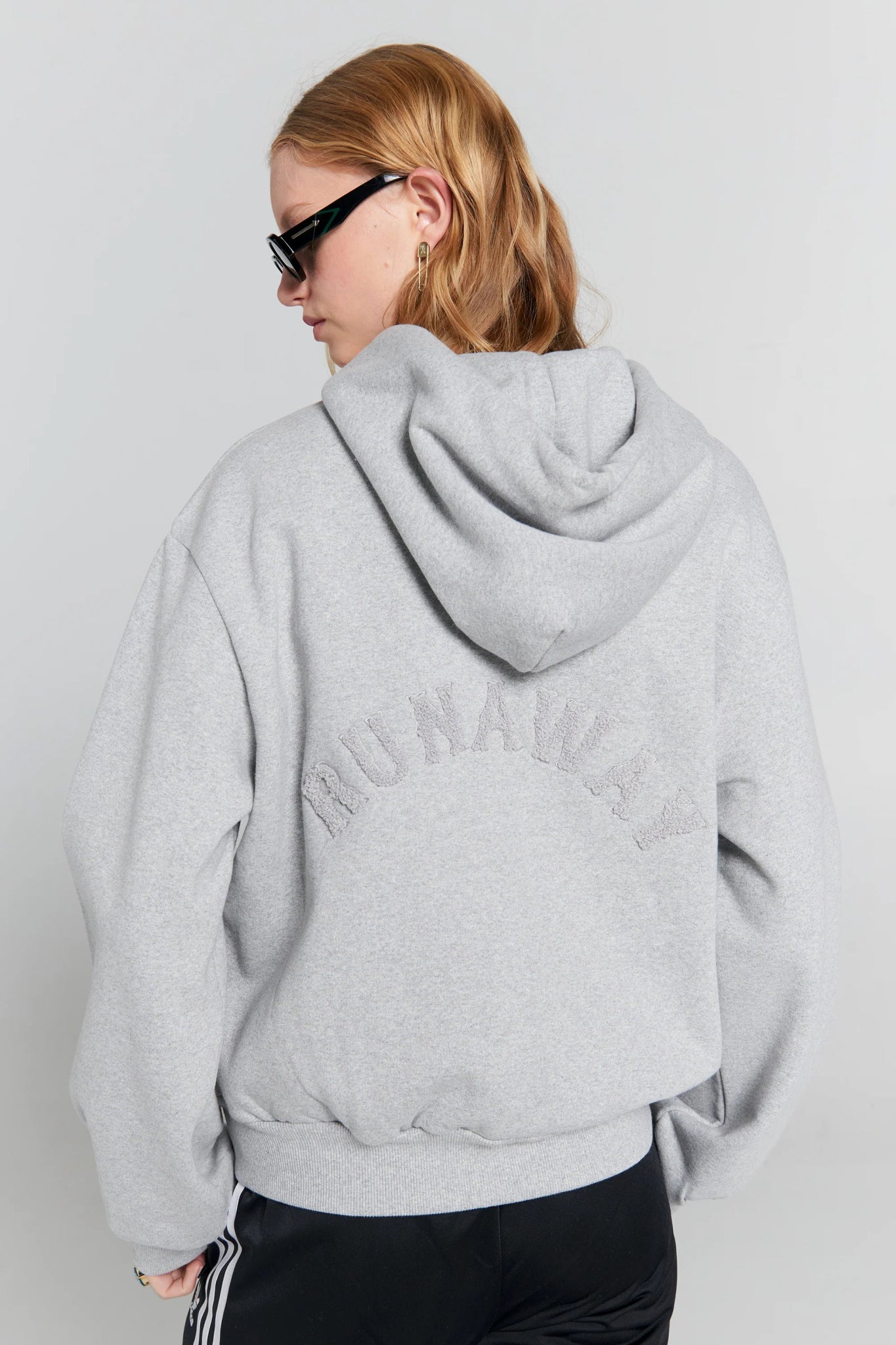 Karen Walker | Runaway College Cropped Oversized Hoodie | Grey Marle | Palm Boutique