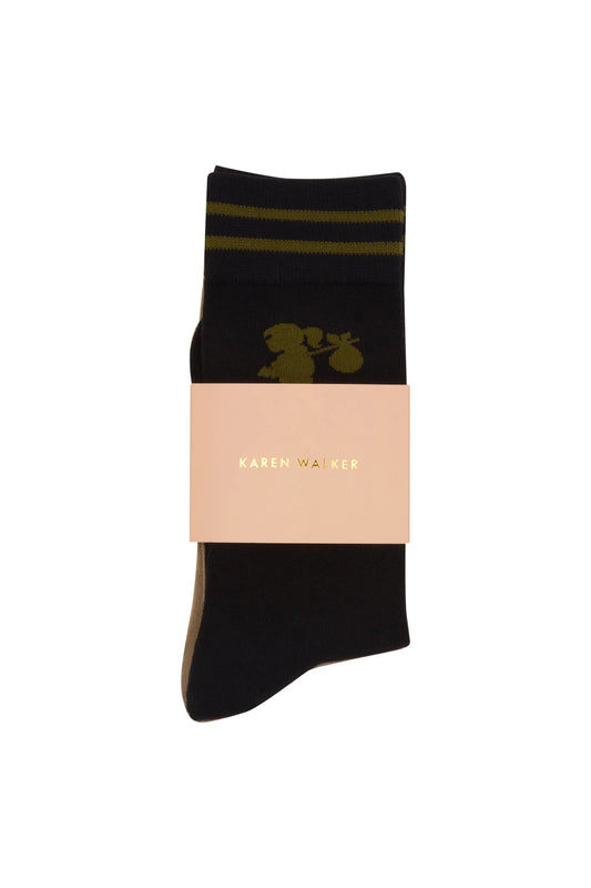 Karen Walker | Runaway Girl Socks 2pk | Black Sesame | Palm Boutique