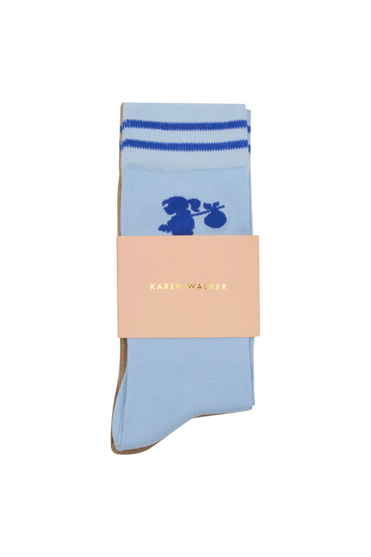 Karen Walker | Runaway Girl Socks 2pk | Blue Sesame | Palm Boutique