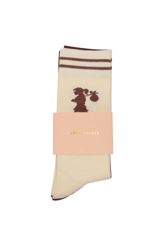 Karen Walker | Runaway Girl Socks 2pk | Cream Mahogany | Palm Boutique