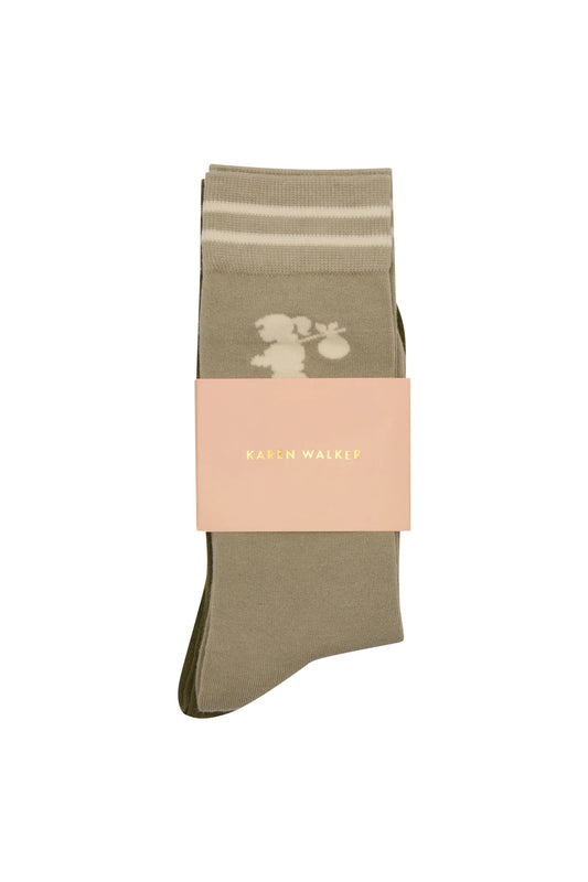 Karen Walker | Runaway Girl Socks 2pk | Sage Olive | Palm Boutique