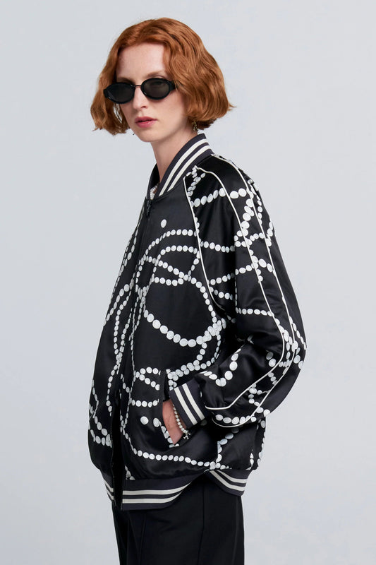 Karen Walker | Runaway Pearls Bomber Jacket | Black | Palm Boutique