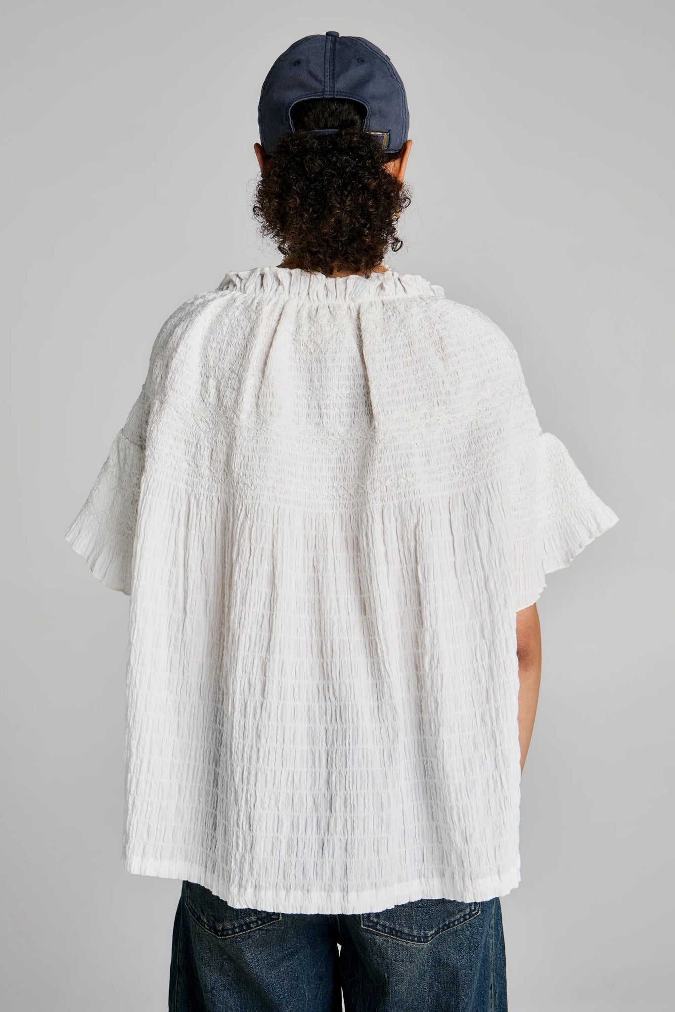 Karen Walker | Theia Smocked Blouse | Off White | Palm Boutique