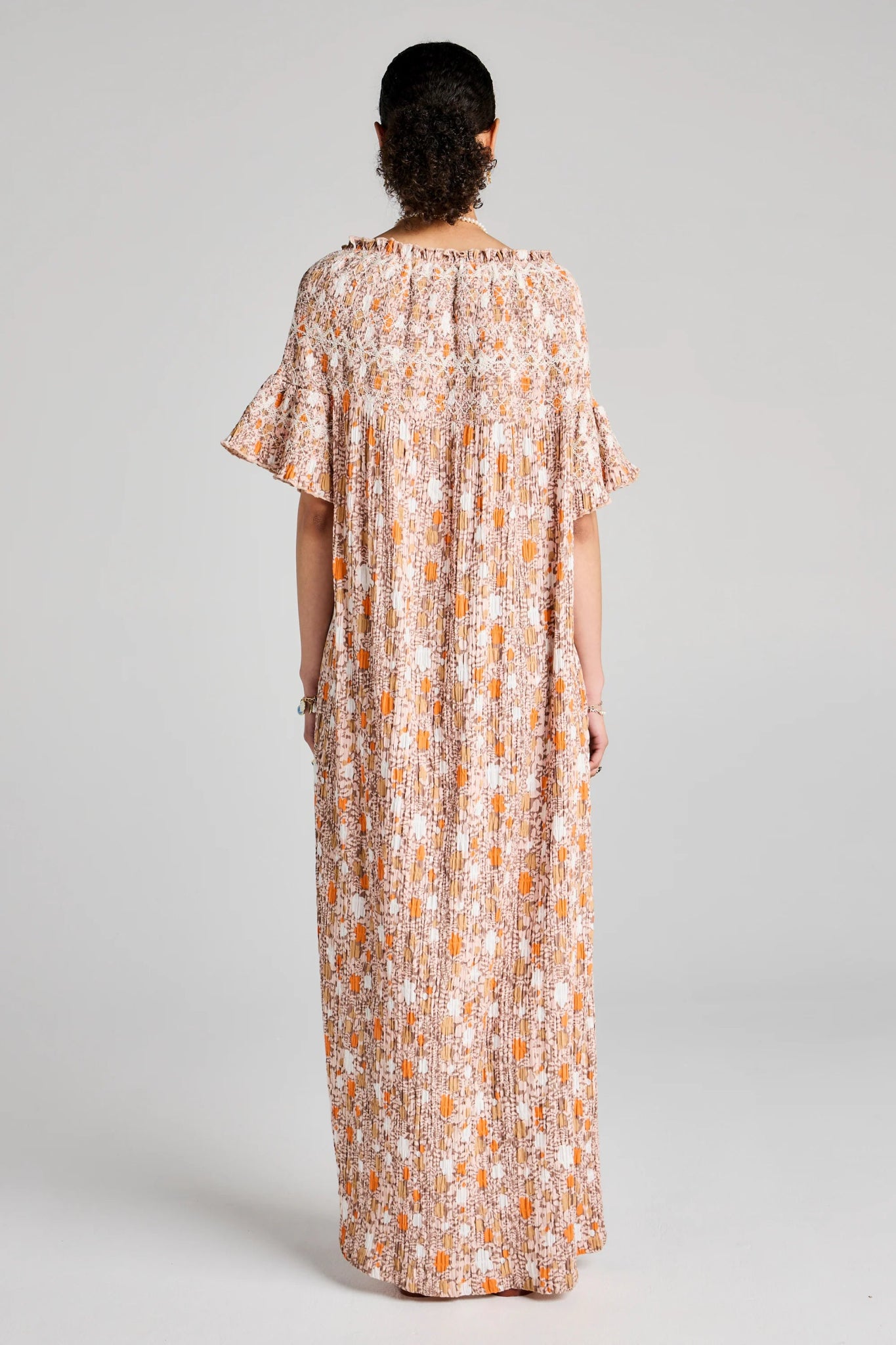 Karen Walker | Theia Smocked Dress | Pink Multi/White | Palm Boutique
