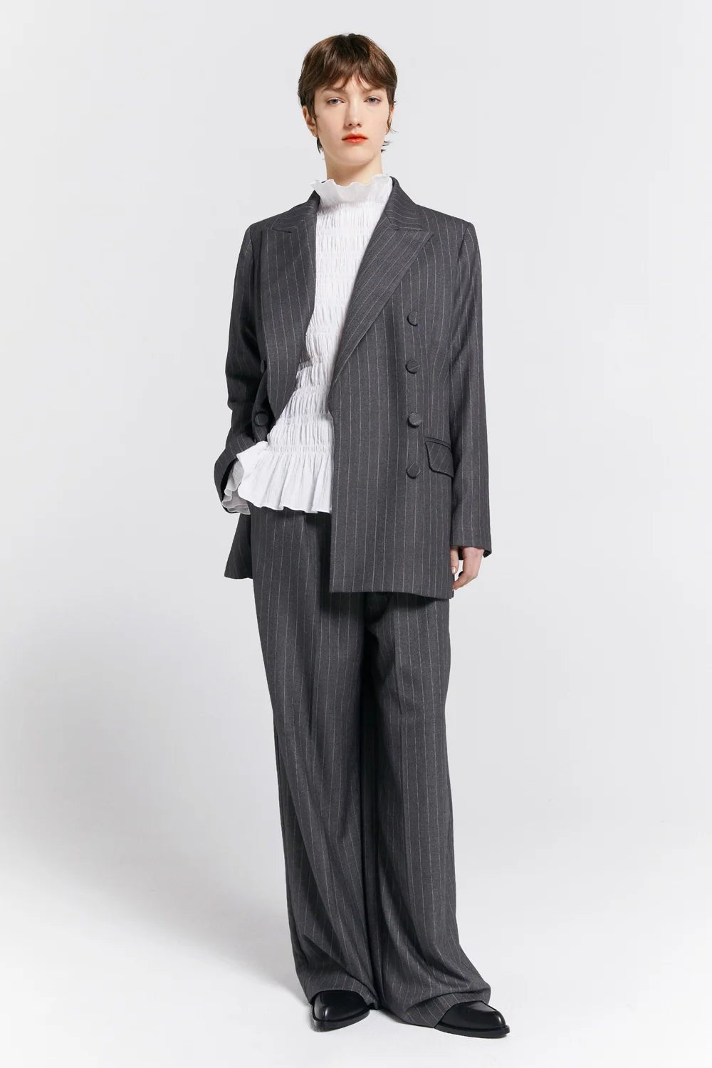 Karen Walker | Workwear Trousers | Pinstripe Charcoal | Palm Boutique