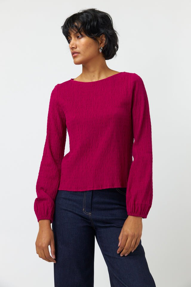 Kate Sylvester | Seersucker Top | Magenta | Palm Boutique