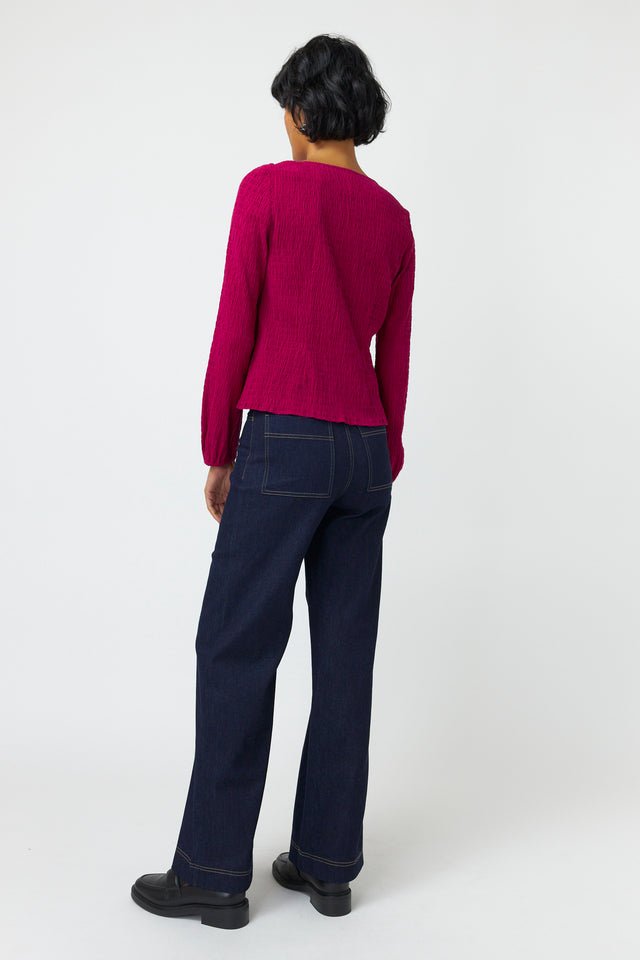 Kate Sylvester | Seersucker Top | Magenta | Palm Boutique