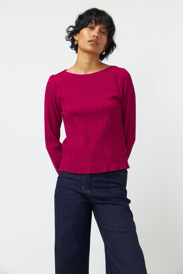 Kate Sylvester | Seersucker Top | Magenta | Palm Boutique