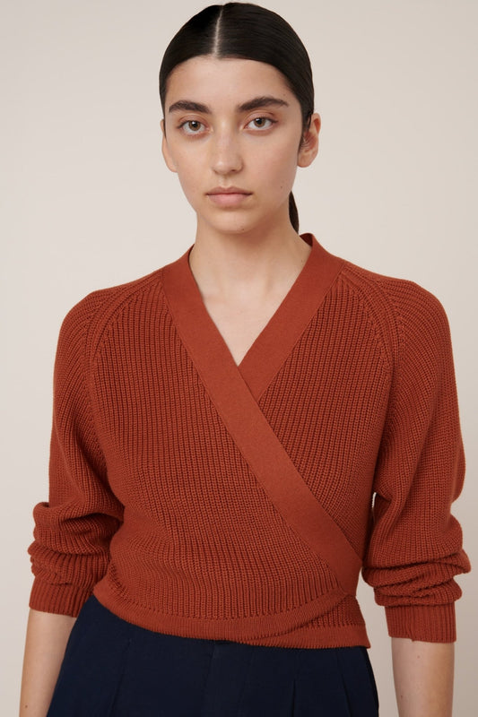 kowtow | Composure Cardigan | Clay Red | Palm Boutique