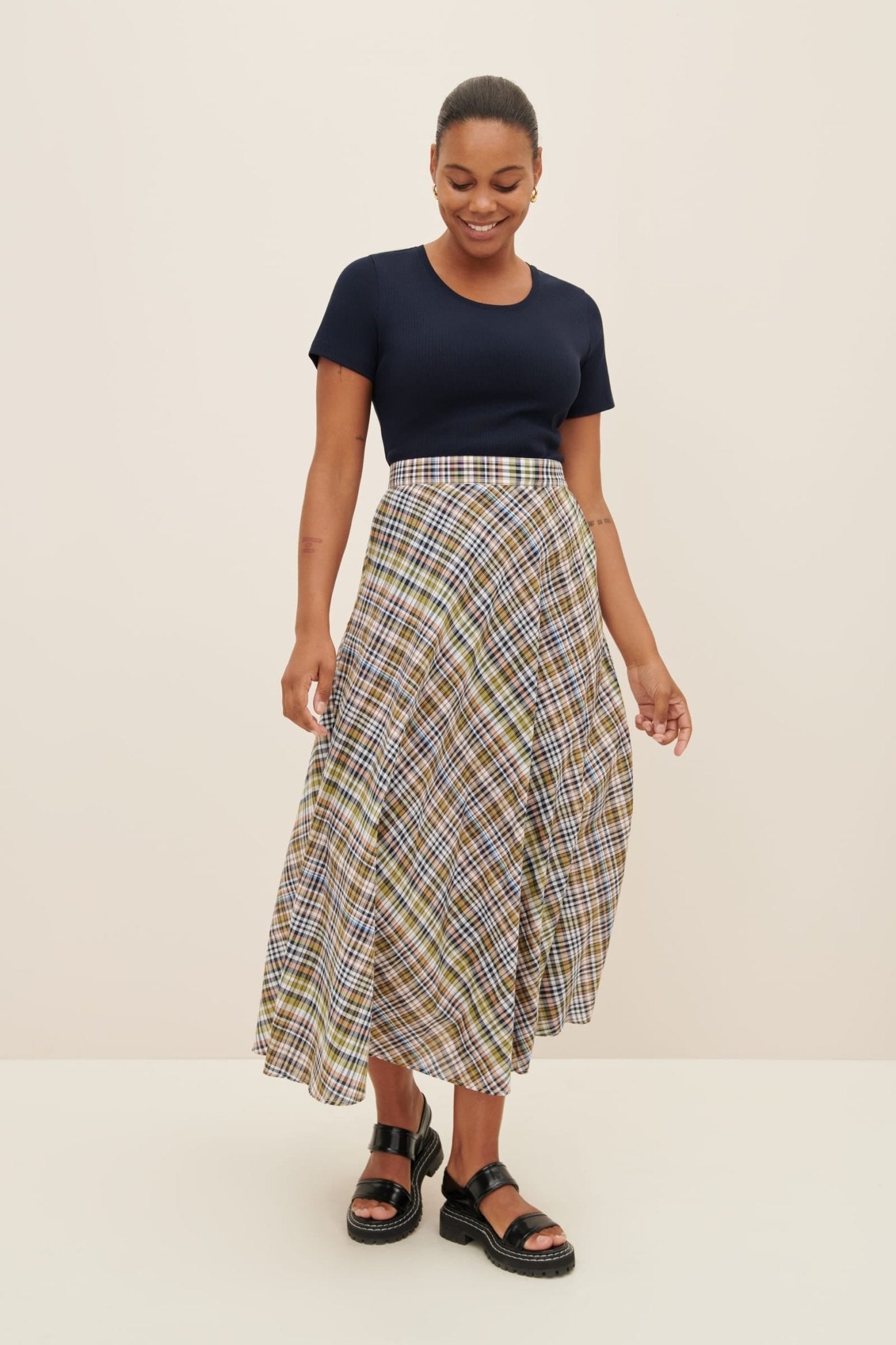 kowtow | Helene Skirt | Vista Check | Palm Boutique