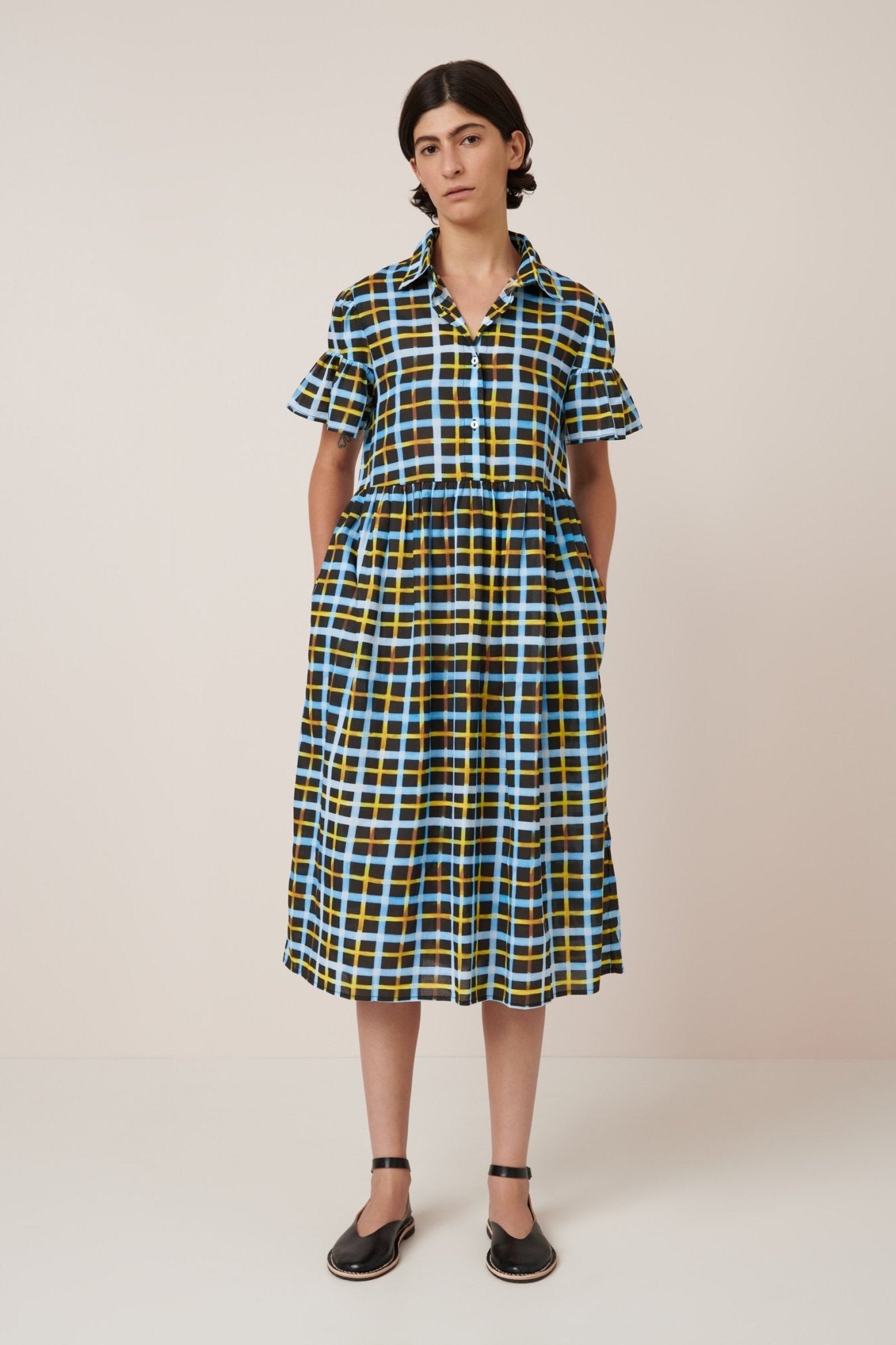 kowtow | Impression Dress | Neon Tartan | Palm Boutique