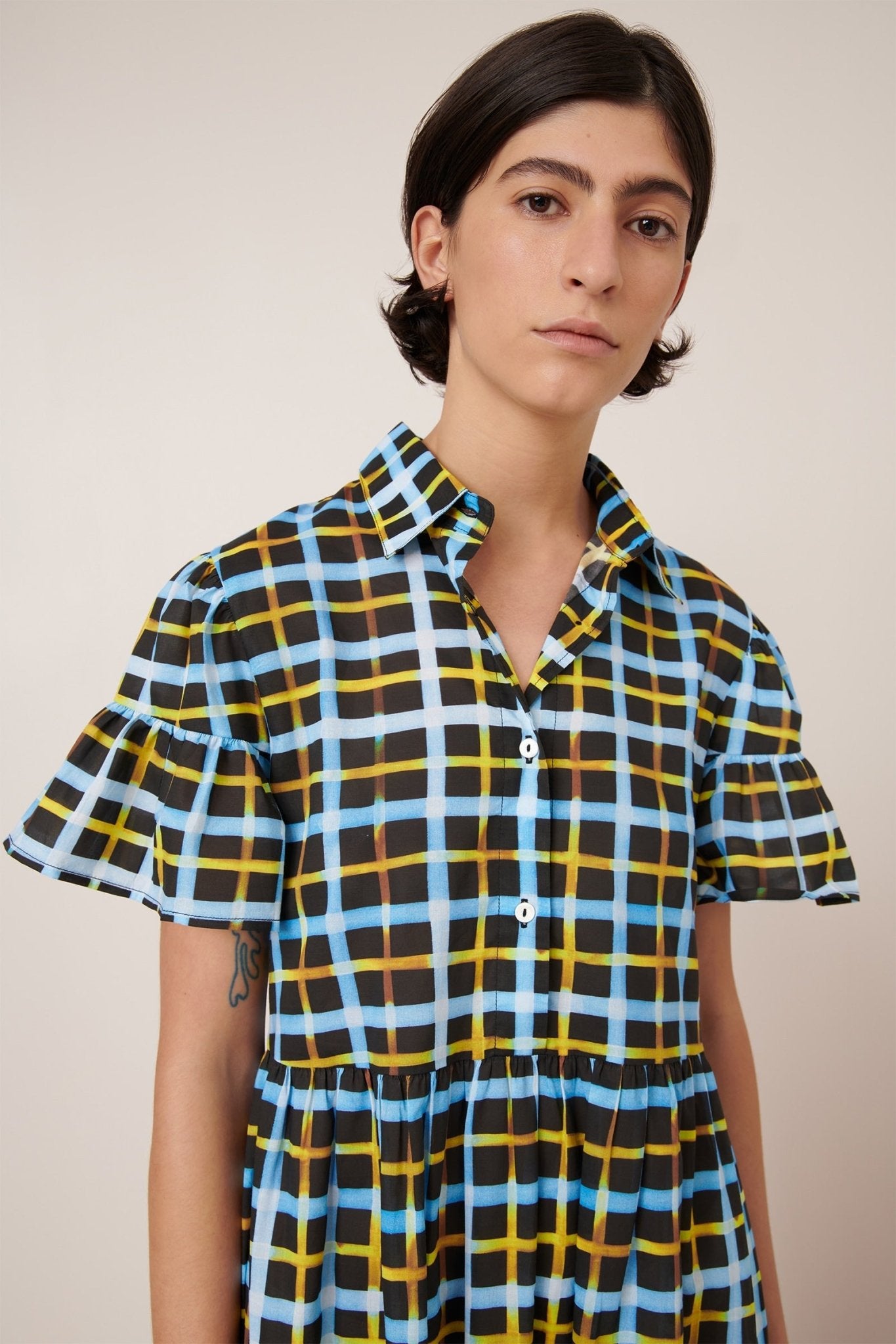 kowtow | Impression Dress | Neon Tartan | Palm Boutique