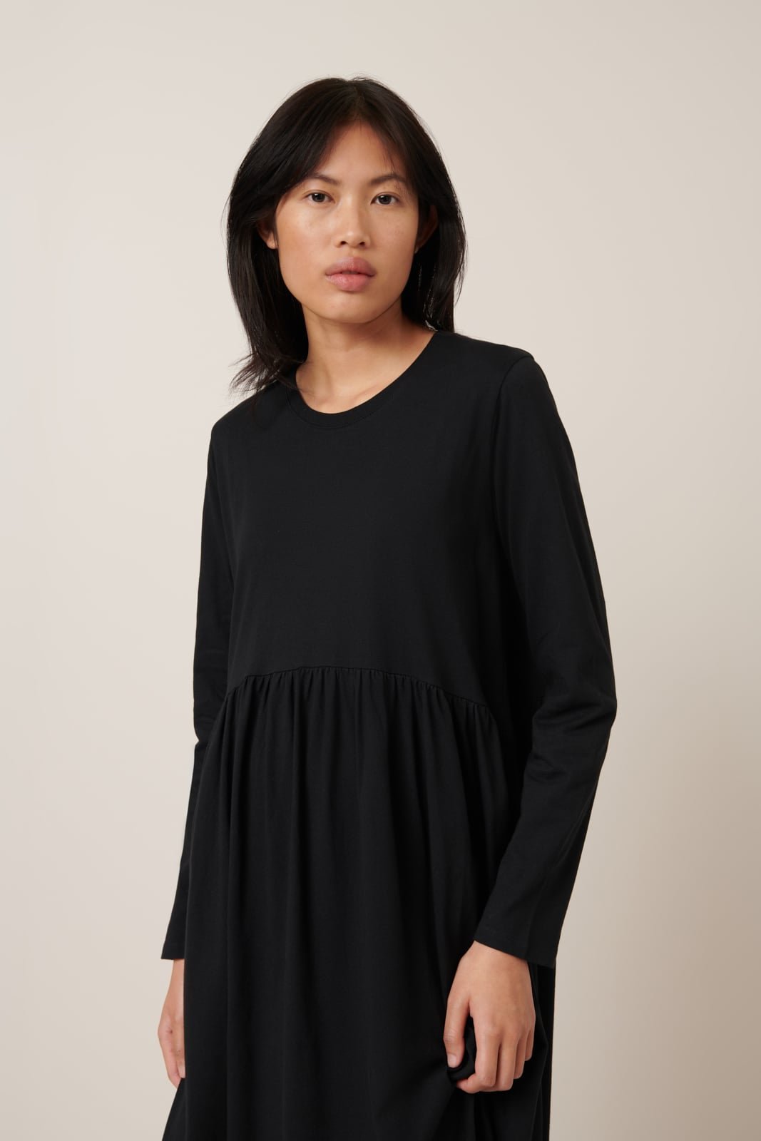 kowtow | Long Sleeve Gather Dress | Black | Palm Boutique