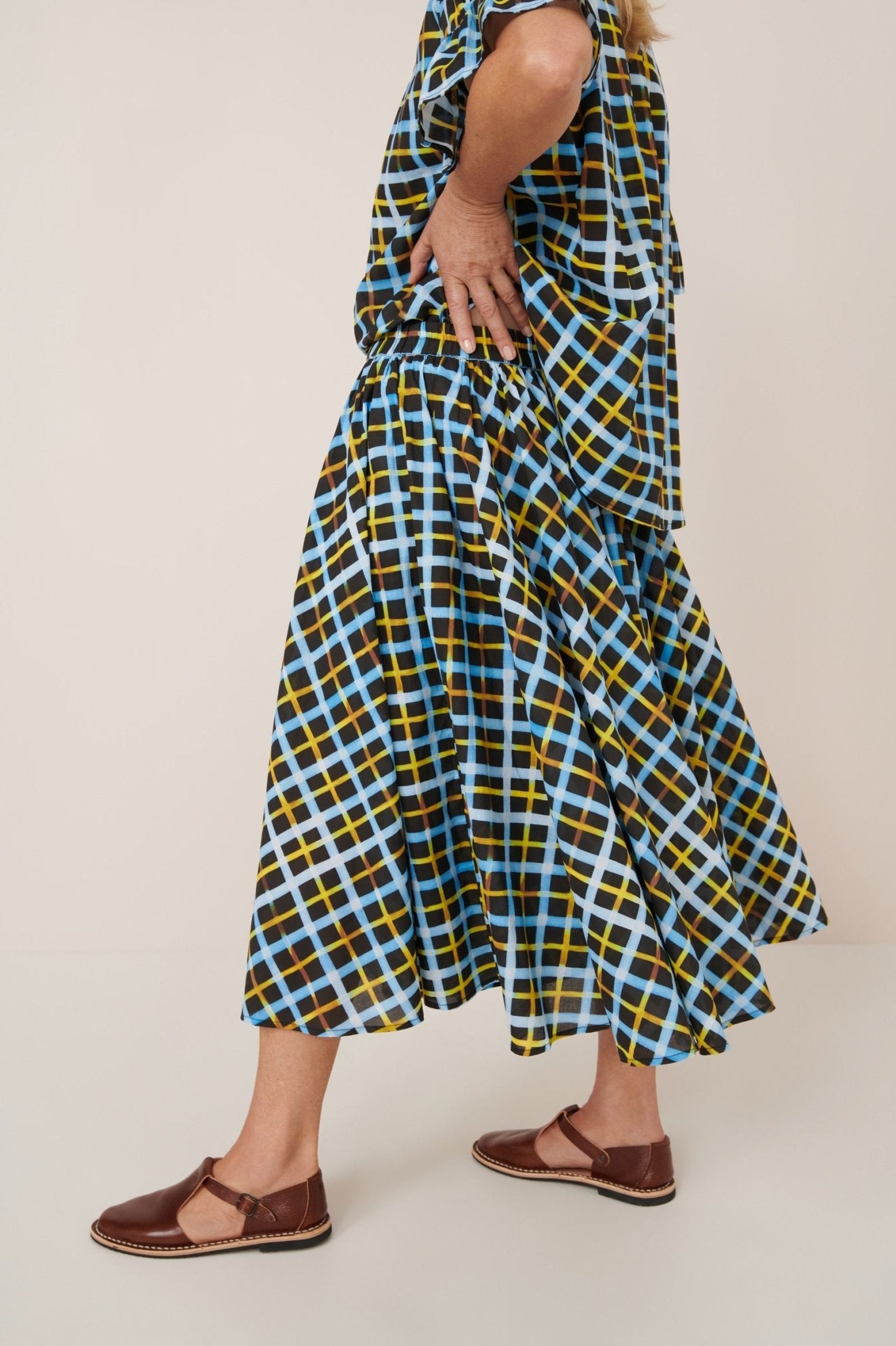 kowtow | Motion Skirt | Neon Tartan | Palm Boutique