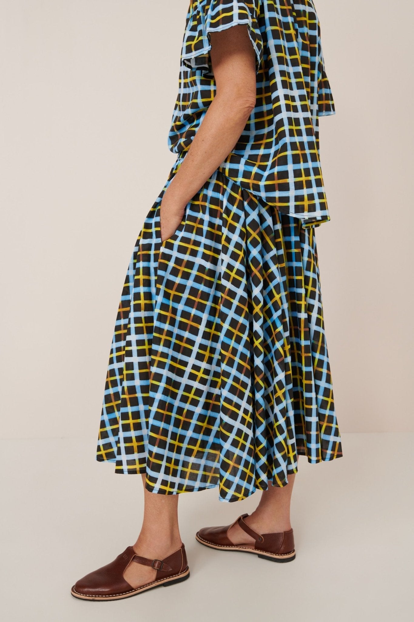 kowtow | Motion Skirt | Neon Tartan | Palm Boutique
