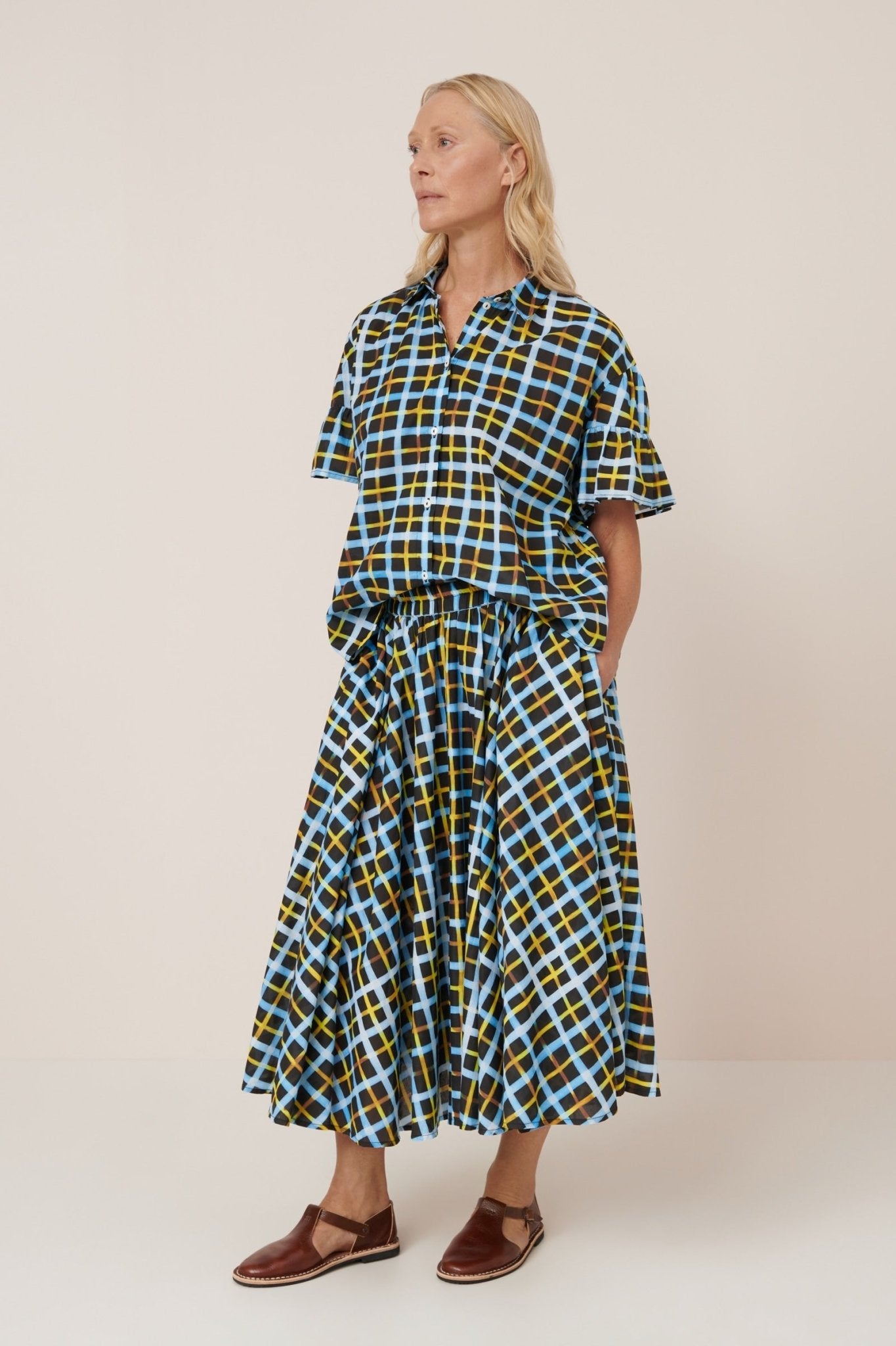 kowtow | Motion Skirt | Neon Tartan | Palm Boutique