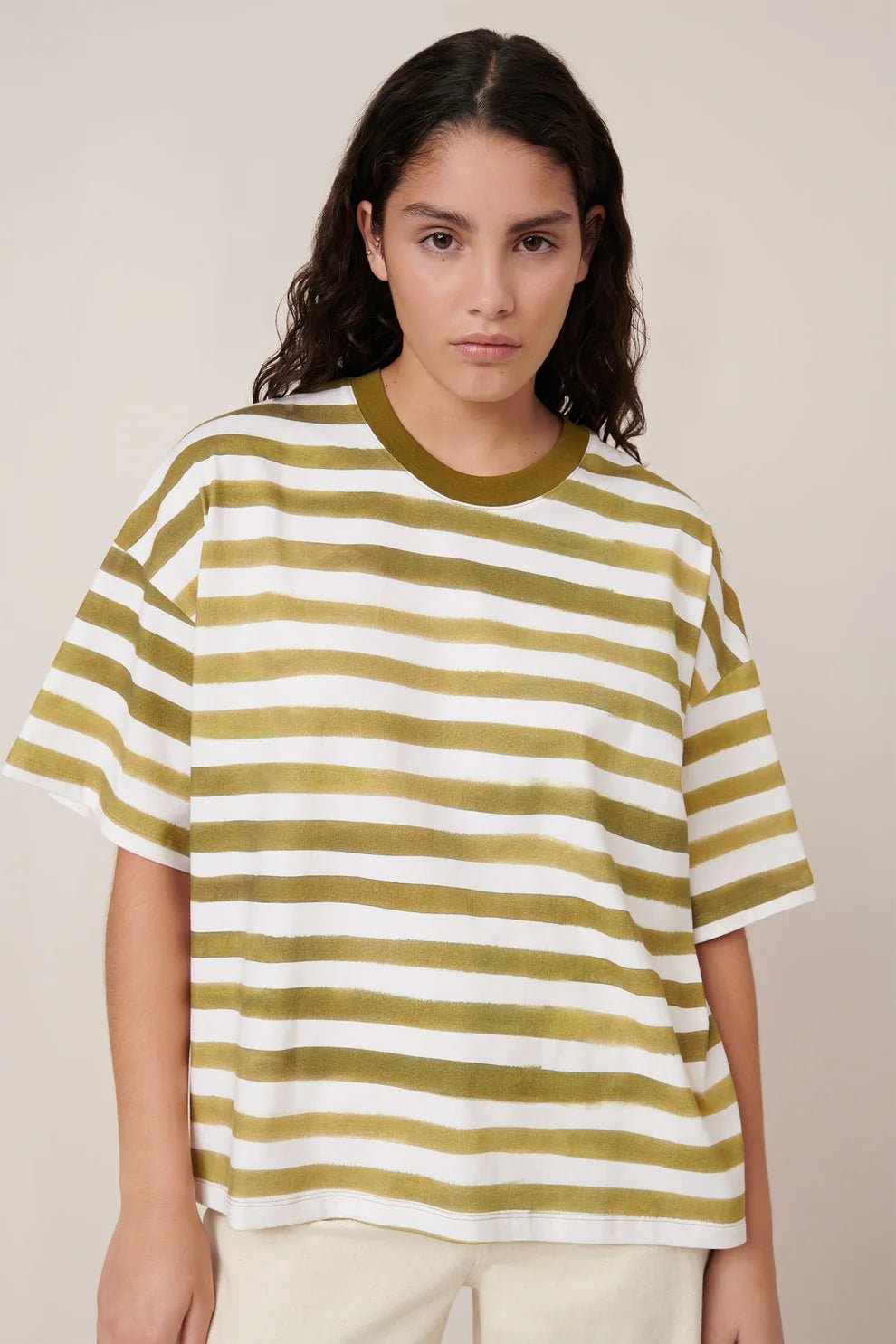 kowtow | Oversized Boxy Tee | Brushstroke Stripe | Palm Boutique