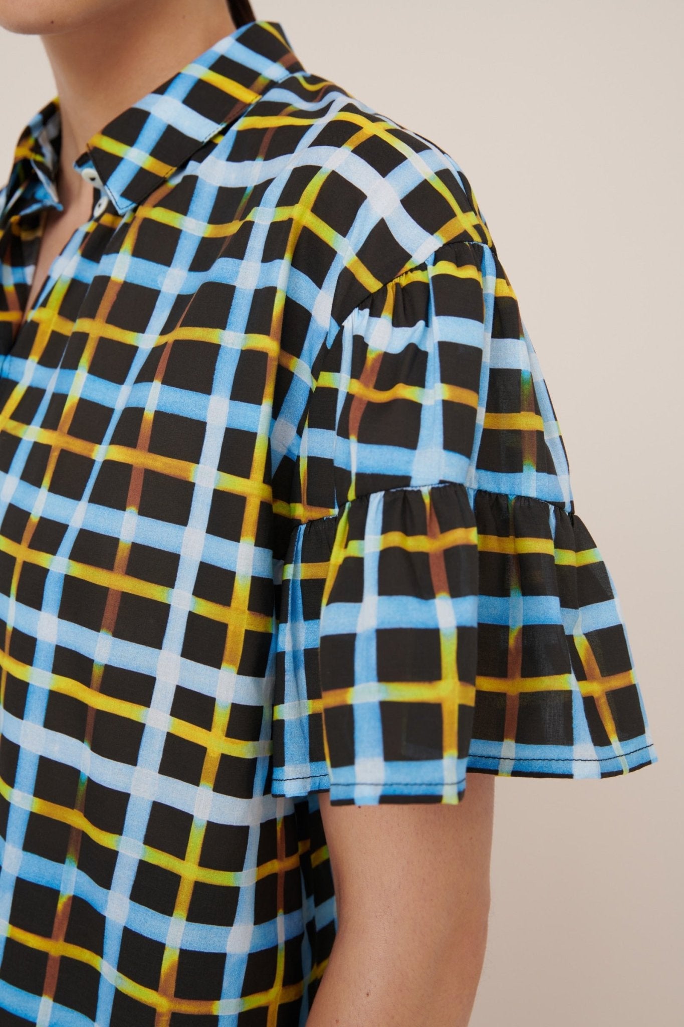 kowtow | Painterly Blouse | Neon Tartan | Palm Boutique