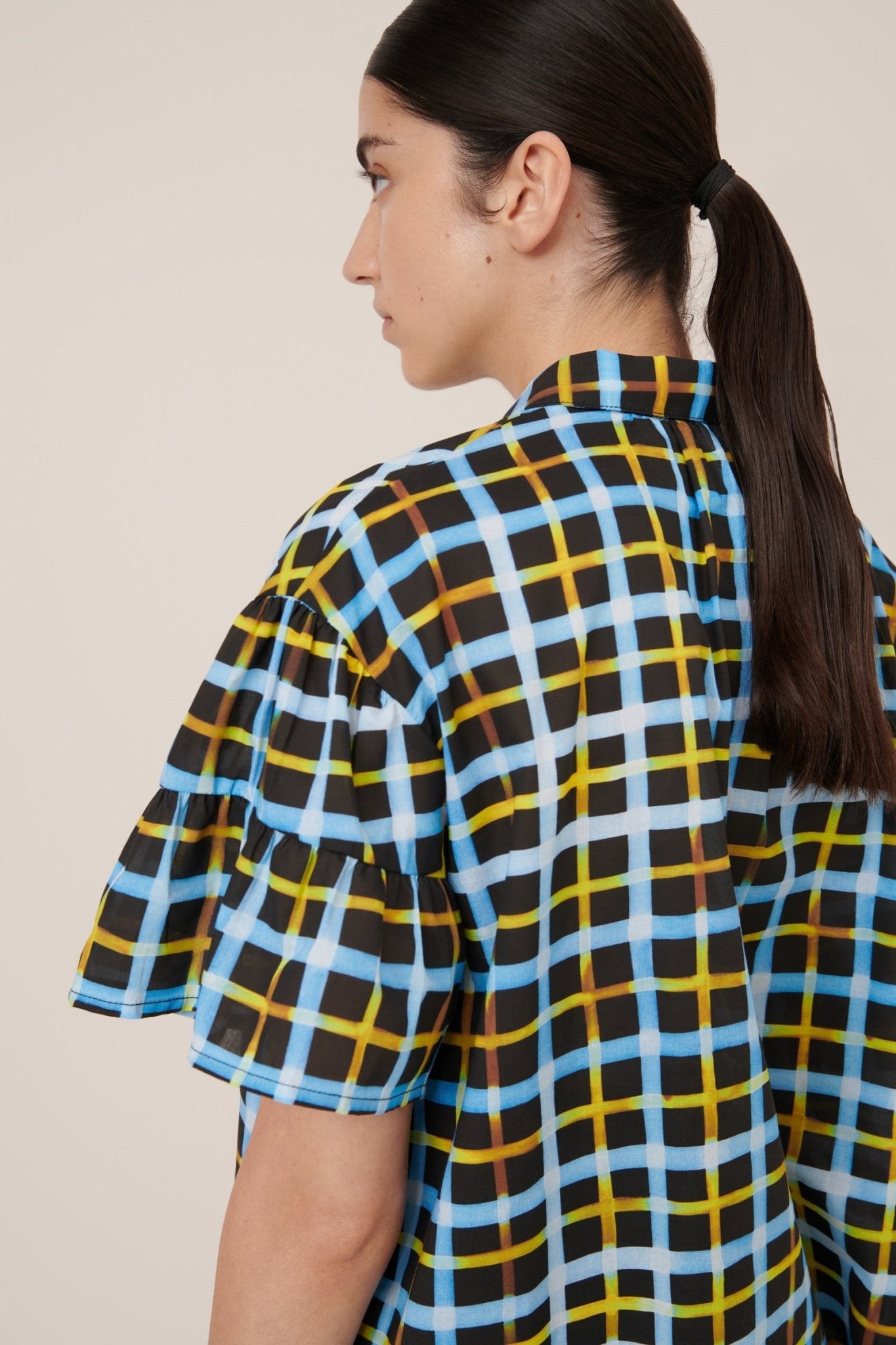 kowtow | Painterly Blouse | Neon Tartan | Palm Boutique