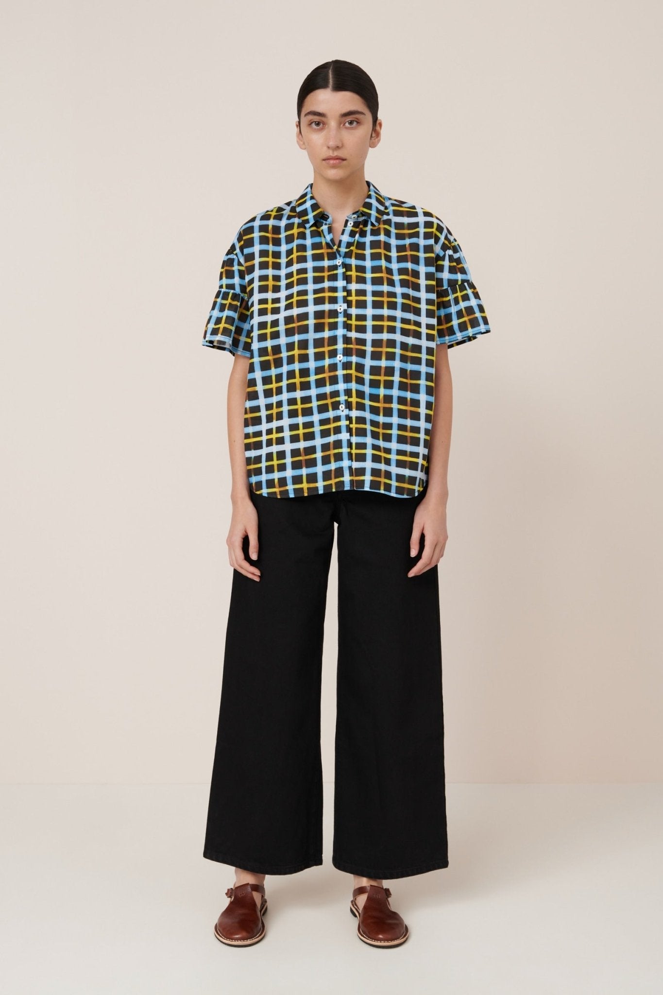 kowtow | Painterly Blouse | Neon Tartan | Palm Boutique